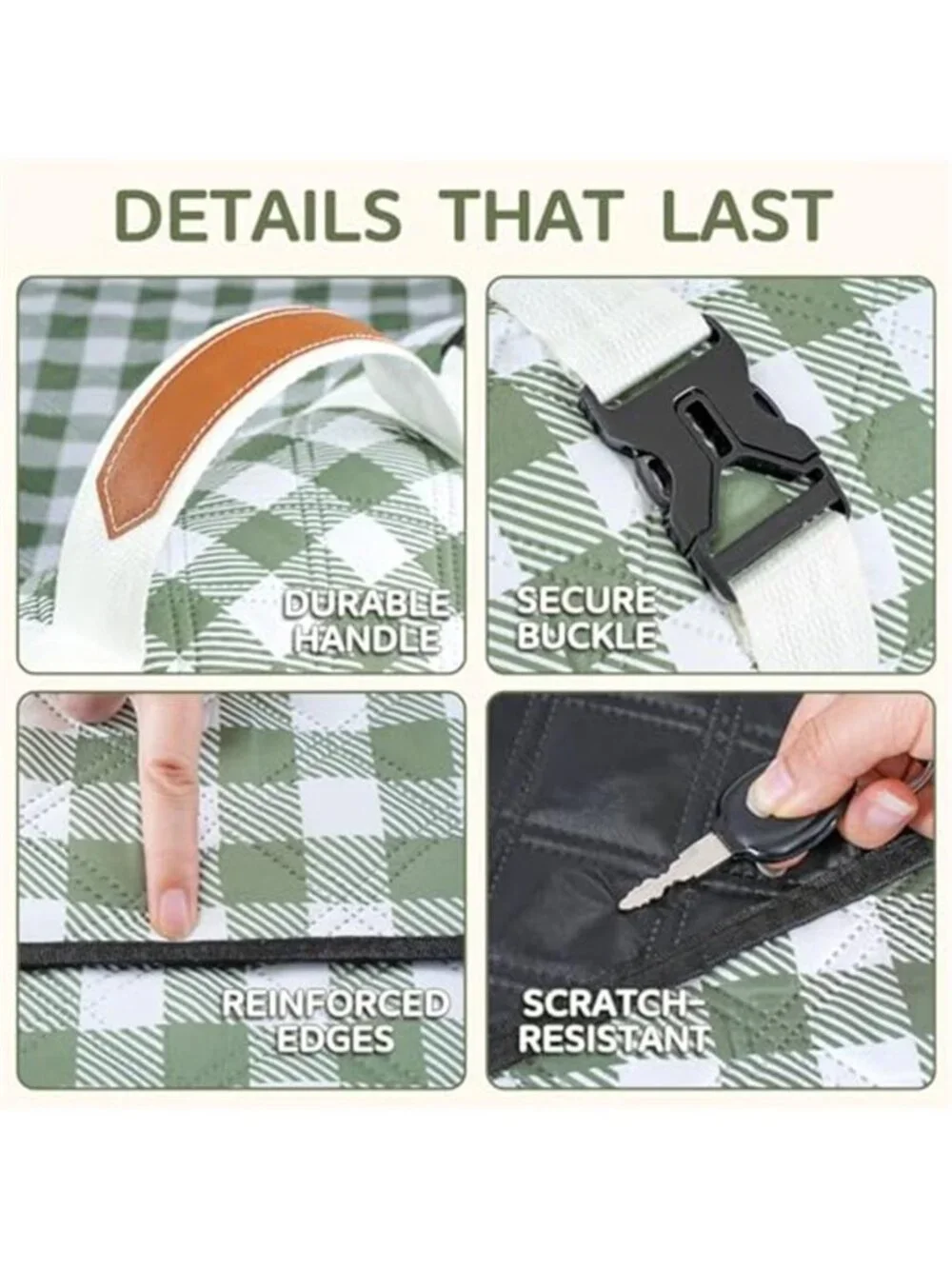 Waterproof Picnic Blanket Outdoor Camping Beach Mat XL Foldable Park Rug Green